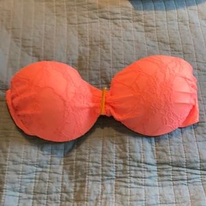Large Lacey orange strapless bikini top